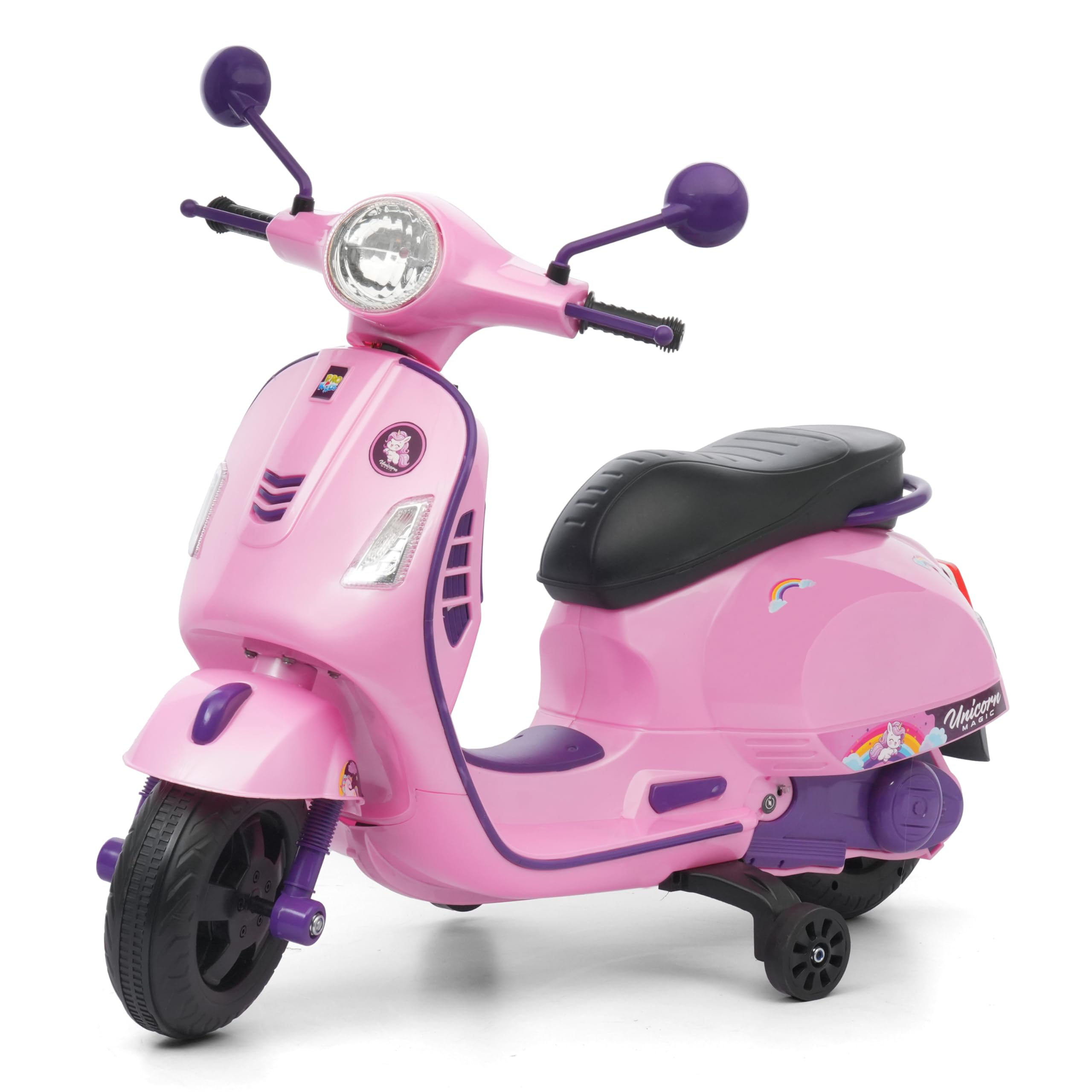 PRO KIDS® Classic Vespino-Style Ride-On Electric Scooter for Kids | Battery Operated Bike with Music & LED Lights | Smooth Acceleration, Safety Design | Age 3+ Years, Up to 40Kg (Pink)-image-30