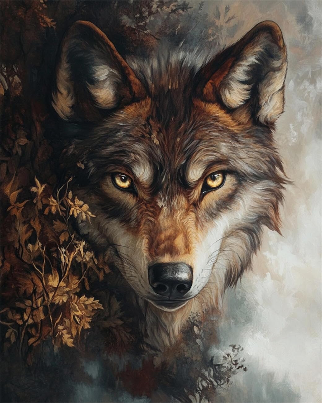 RKFLGEW DIY Bead Embroidery Kit Watercolor Wolf 40x50cm