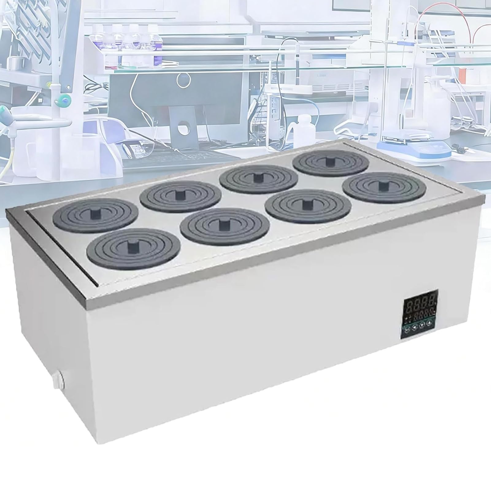 LoJax Baño Termostático De Laboratorio con Pantalla Digital, Revestimiento De Acero Inoxidable 304, Previene La Quemadura En Seco, Tapa Ajustable, para Pruebas E Investigación De Laboratorio