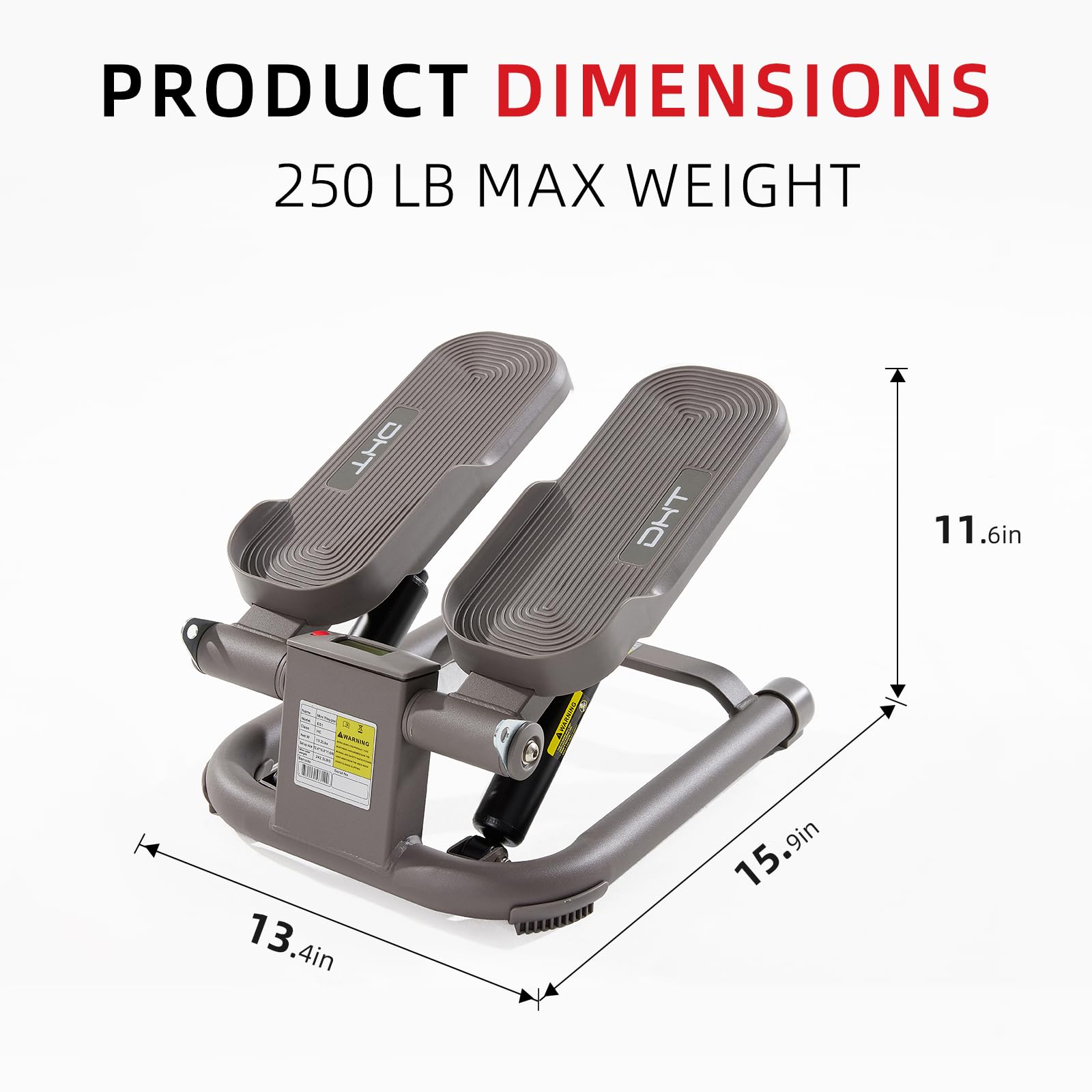 DHT, Stepper per scale con fascia di resistenza e conteggio calorie, mini stepper per esercizi, salute e fitness, per esercizi di fitness, ufficio, attrezzatura per allenamento a casa