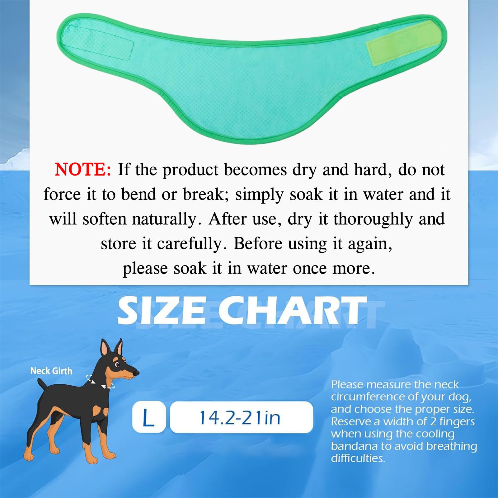Collare Raffreddamento Cane Bandana Ghiaccio Traspirante Verde Estate Attività Esterna