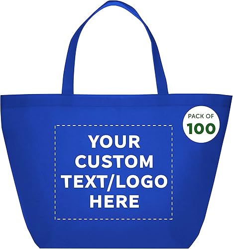 DISCOUNT PROMOS Juego de 100 bolsas personalizadas de estilo sureño para comestibles, paquete a granel personalizado, bolsas de compras y