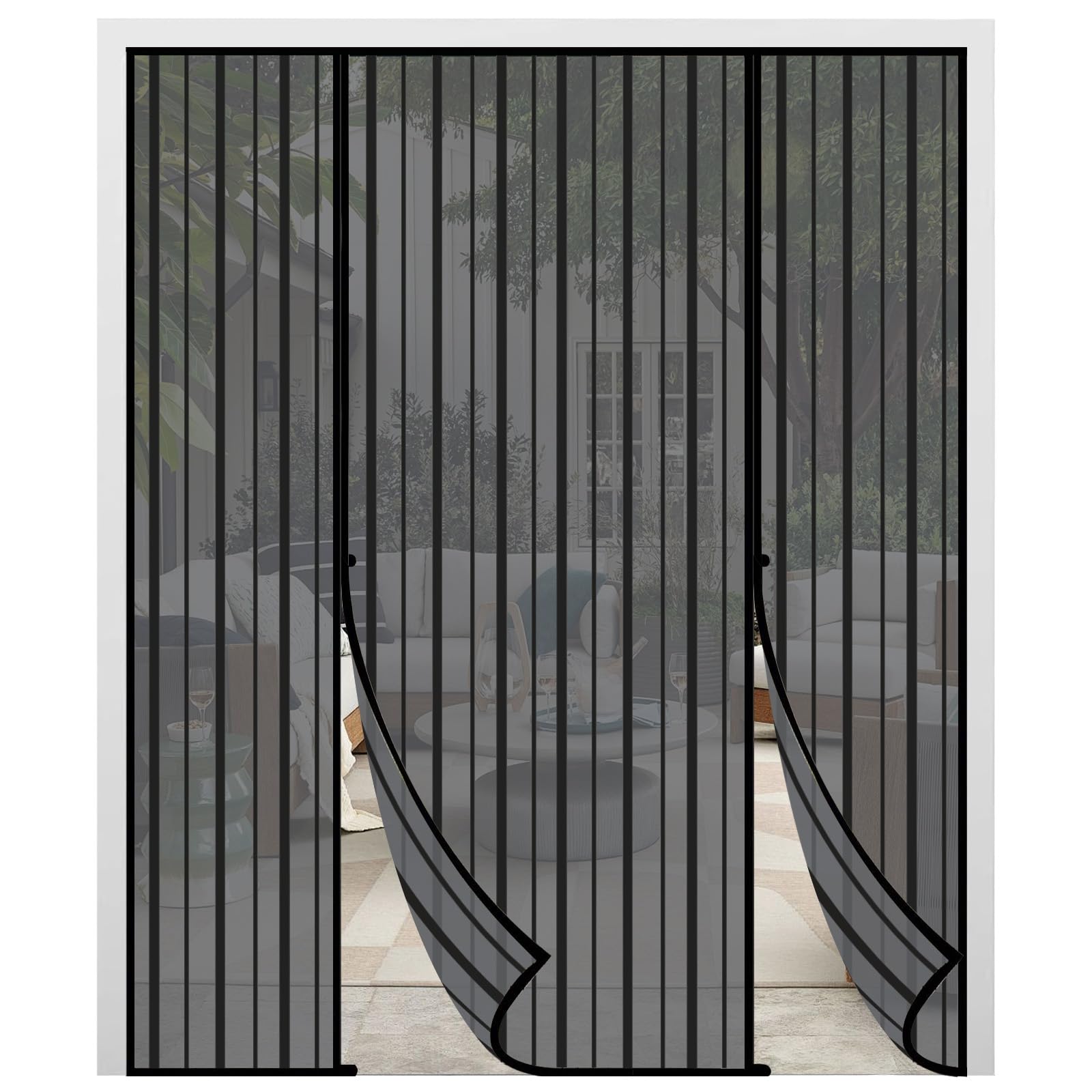 Sekey 80 x 205 cm Mosquitera para puertas, cortina magnética antiinsectos avanzada para balcón y patio, montaje fácil de pegar, kit de instalación completo, negro — view 12
