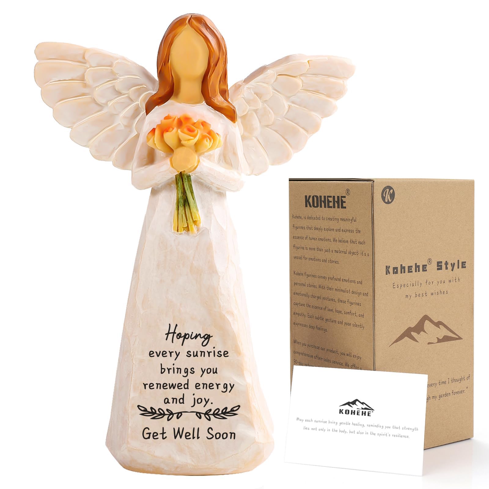Get Well Gifts for Women,5.5'' Get Well Soon Angel Figurine,Unique Encouragement Gifts for New Mom,Grandma,Sister and Best Friend