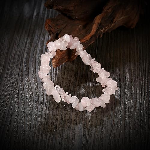 Miniatura 5 de Duanmeinad - Pulsera de cuarzo rosa con cristales de piedra natural con piedras preciosas y piedras preciosas