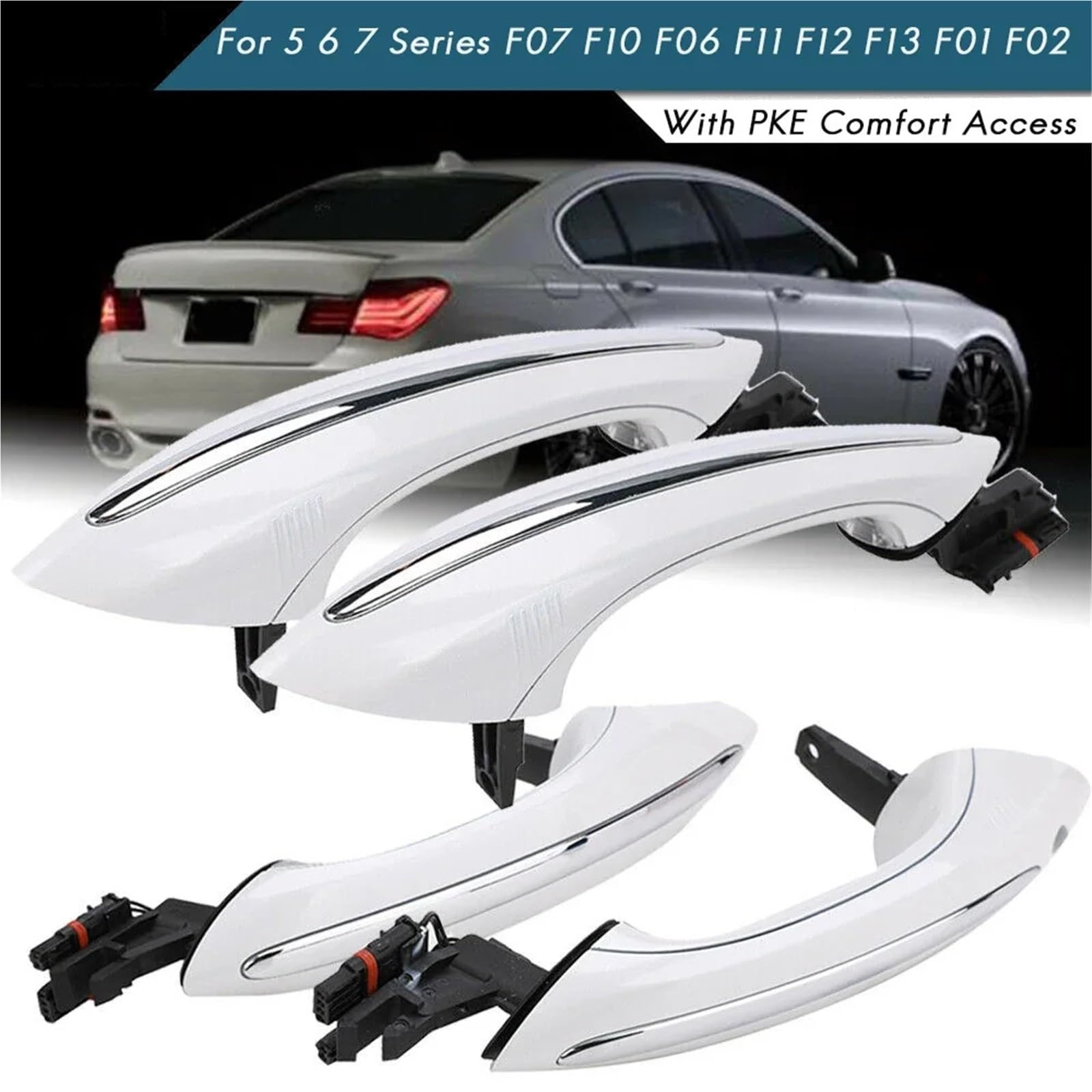 Generisch Türgriffblende Weiß Äußere Außerhalb Außen Komfort Zugang Tür Griff Set Für BMW 5 6 7 Serie F07 F10 F11 F06 ersetzen(Front Right Side)