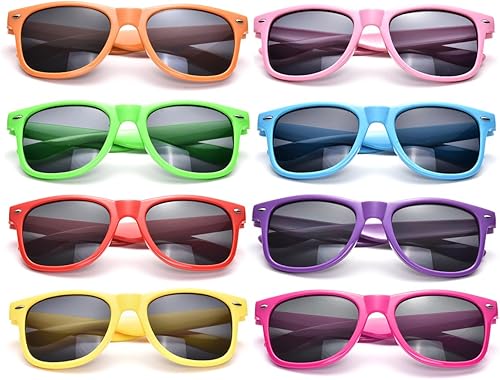 Miniatura 7 de Suministros para regalos de fiesta de colores neón Paquete de 8 gafas de sol unisex