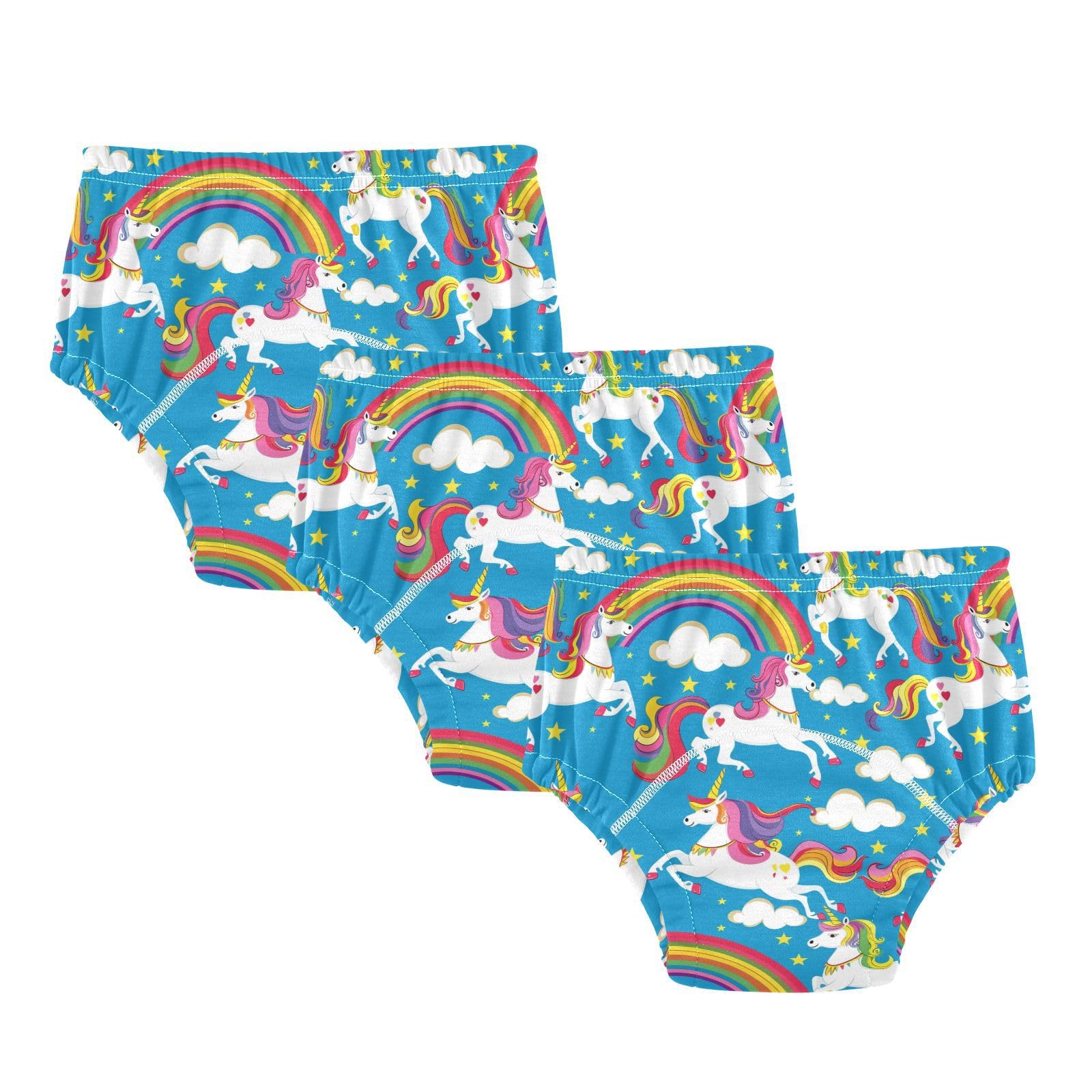 Toddler Potty Training Underwear Cartoon Unicorn and Rainbow Cotton Absorbent Toilet Training Pants for Boys Girls 2T-5T