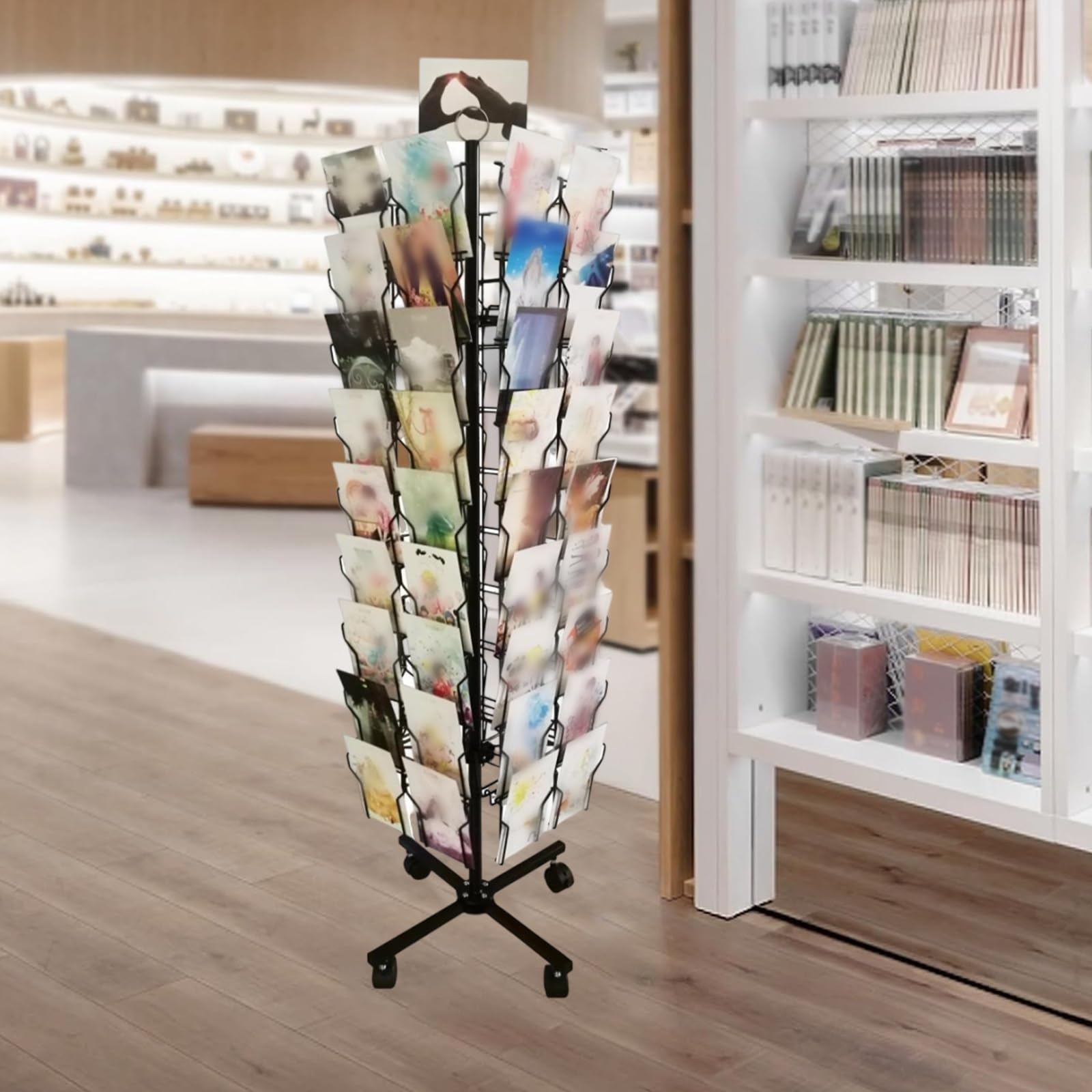 Soporte giratorio de 9 niveles con 72 bolsillos para tarjetas de felicitación, carteles y folletos