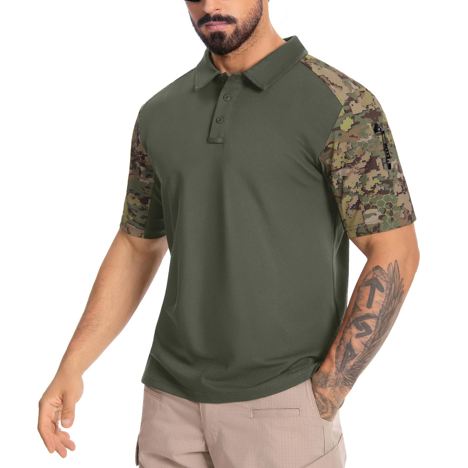 VisionTac Men's Tactical Polo Shirts Short Sleeve Athletic Golf Outdoor Lightweight Performance Sports Shirt