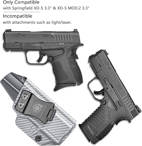 Miniatura 2 de Amberide IWB & OWB KYDEX Funda Ajuste Springfield XD-S 3.3 "y XD-S MOD.2 3.3" Pistola, cintura interior oculto transporte, inclinación ajustable y
