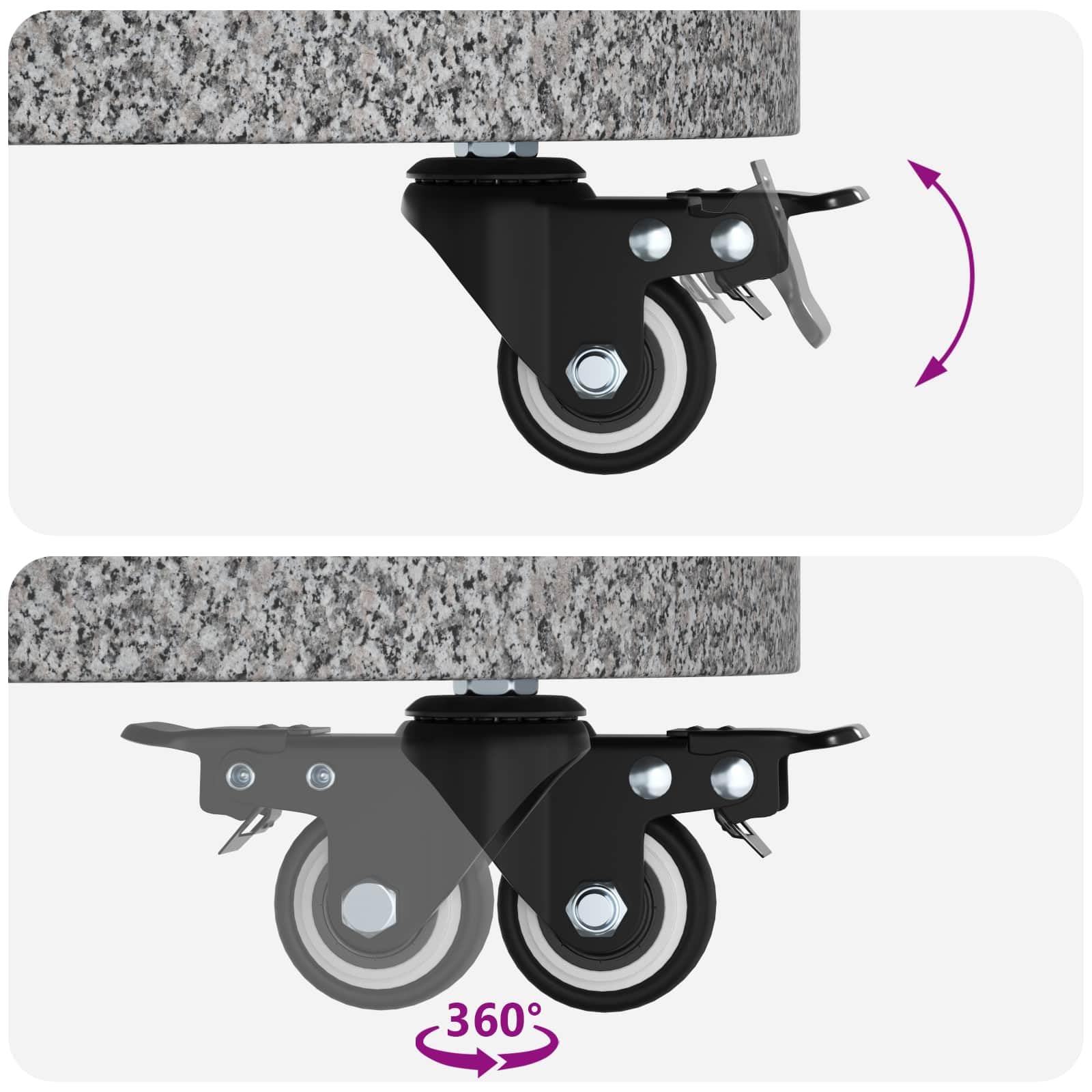 Granit podstawa parasola z kółkami, na drążek 4-5 cm, waga 27,2 kg, odporny na warunki atmosferyczne stojak na parasol przeciwsłoneczny na balkon, taras, do ogrodu, patio, wytrzymała podstawa