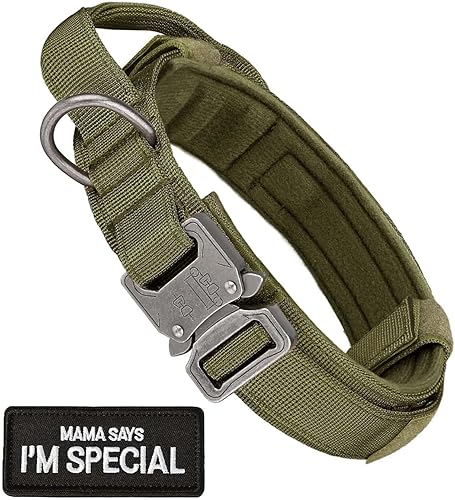 Collar táctico para perro con asa  Collar de nailon ajustable para perro militar con hebilla de metal resistente para perros medianos y grandes, con