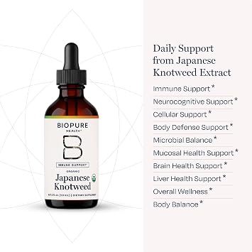 BioPure Japanese Knotweed Herbal Tincture Potent Botanical Extract Rich in Polyphenols Including Resveratrol to Support Liver & Immune Function, Cellular Health, and Microbiome Balance 2 fl oz