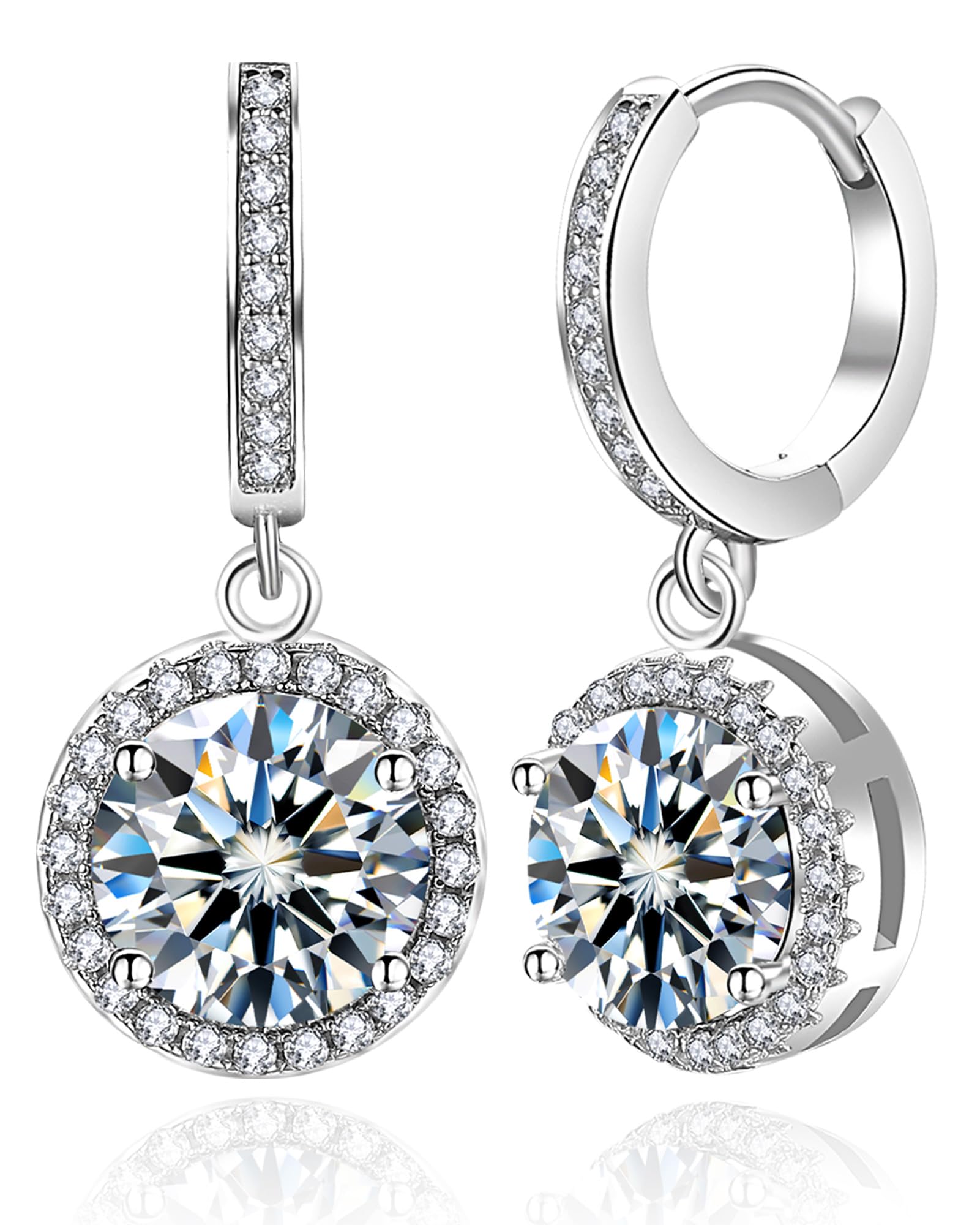 SHOWNII 1CT Moissanite Diamond Hoop Earrings 14K Gold Plated Sterling Silver Earrings for Women