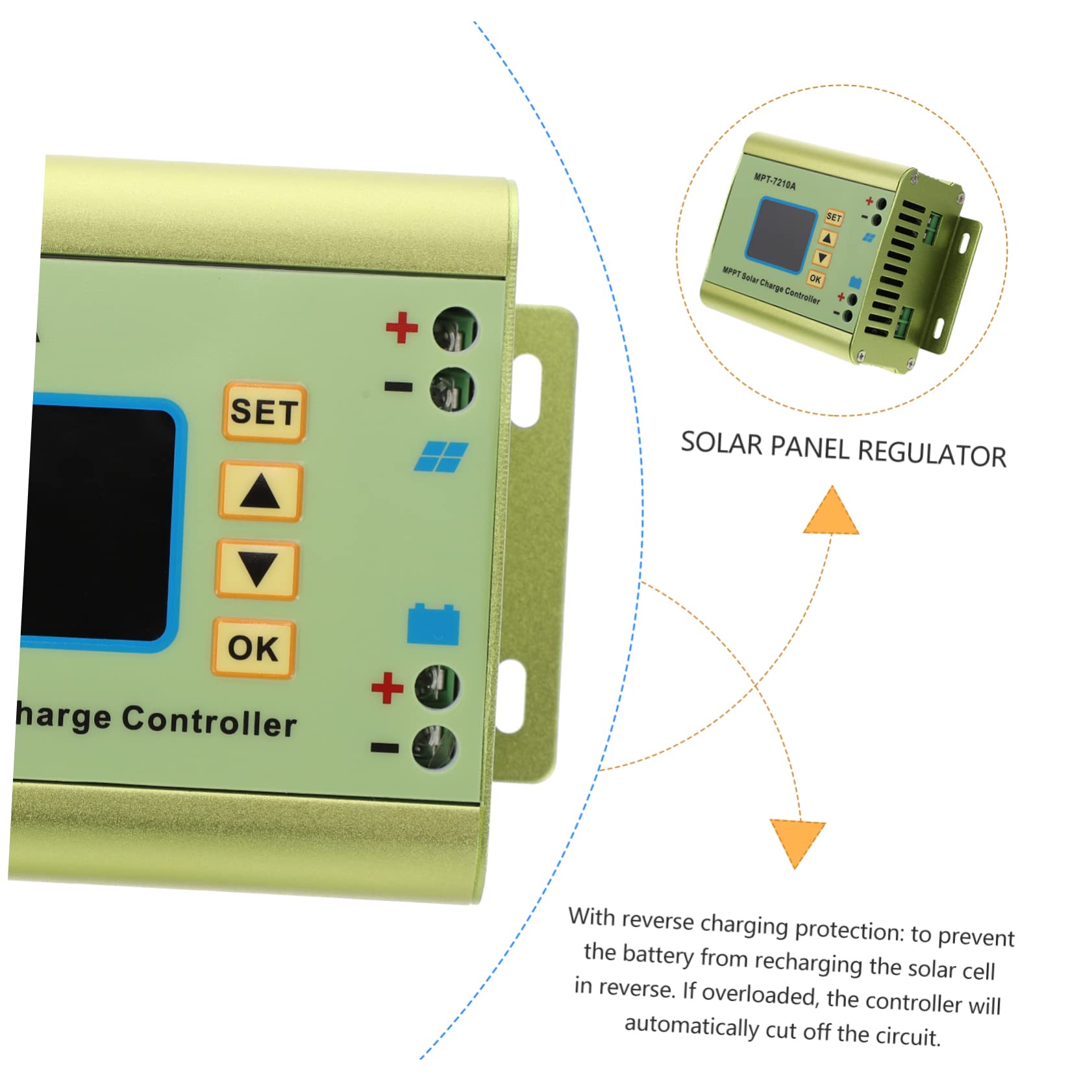 Regolatore di Carica Solare Mppt Mpt-7210a Display LCD