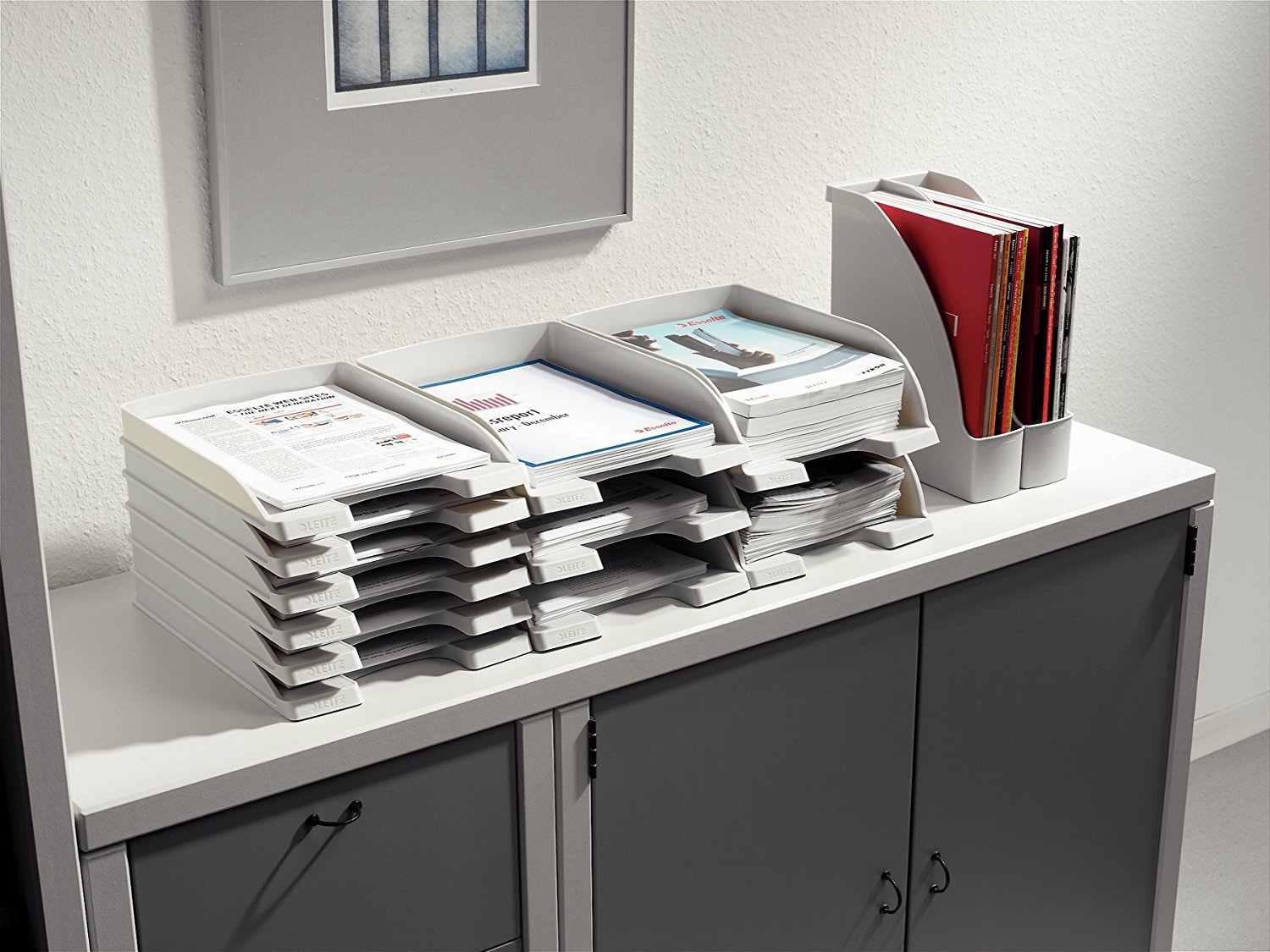 6 Stück Esselte Leitz: Sammelbox Polystyrol hellgrau