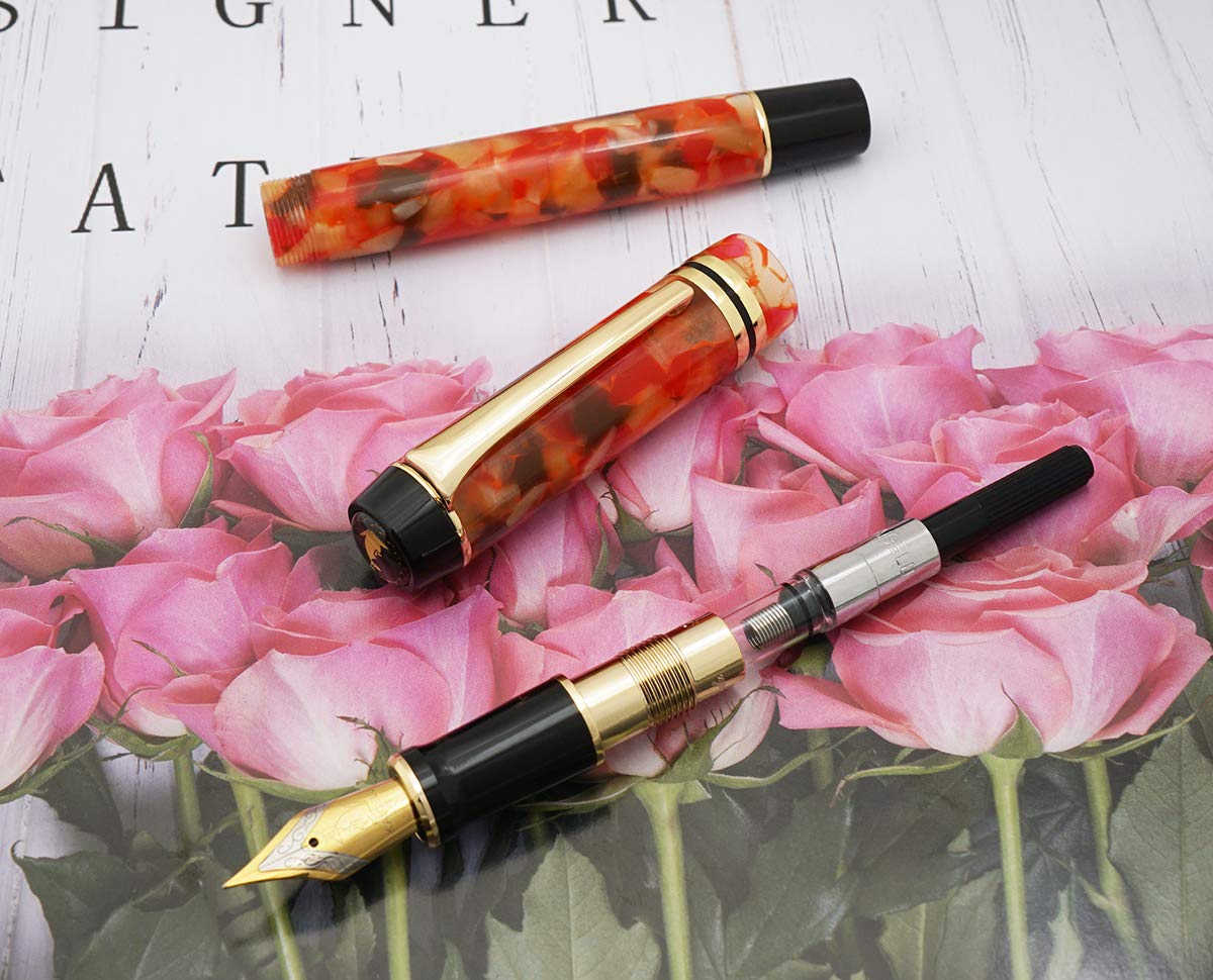 Lanxivi Kaigelu 316 Fountain Pen Medium Nib Brown Red Marble
