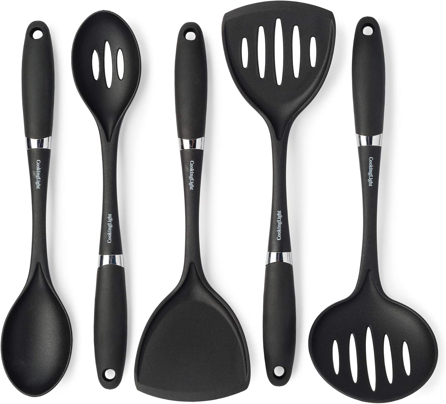 Cooking Light Non-Stick Cookware Safe Set, Best Kitchen Tools Nylon Gadget, 5 Piece, Black: Kitchen & Dining