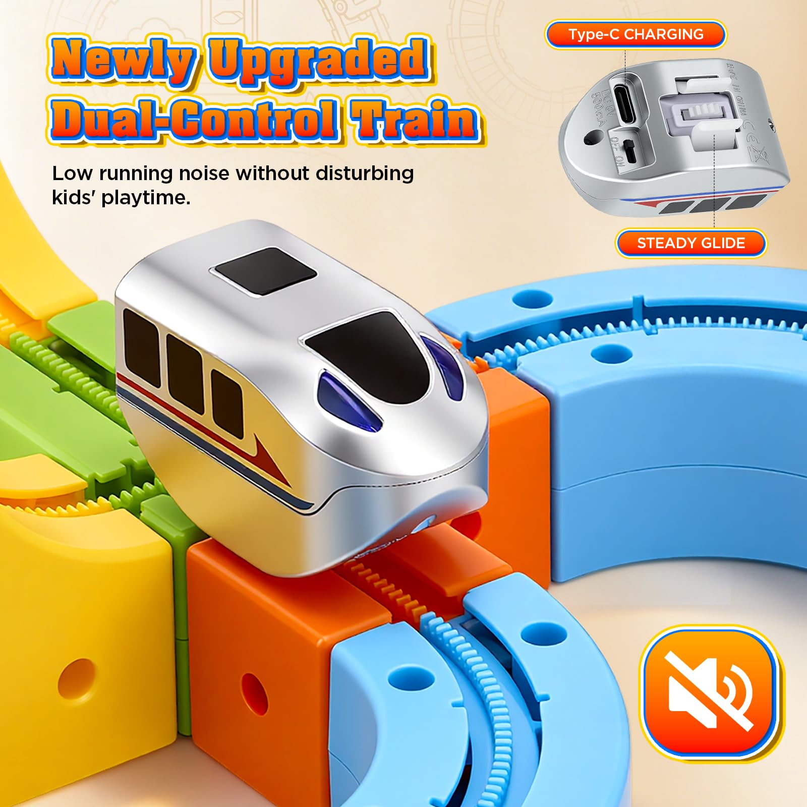 147 piezas de ferrocarril para niños eléctricos, bloque de pista cubo con diseño 3D defying por gravedad, 2 trenes y mando a distancia, juego de trayectoria de tren, regalos de juguete para niños a