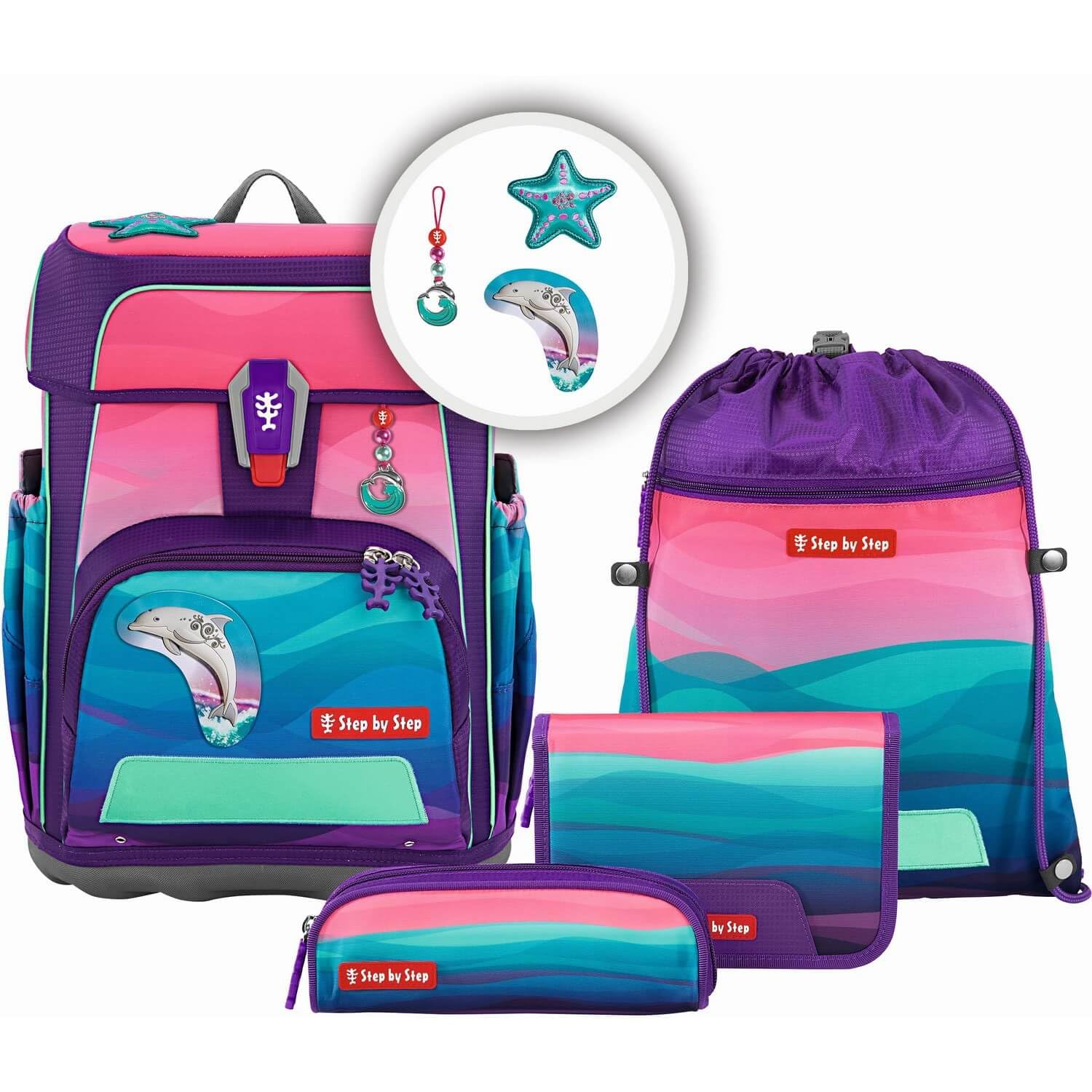 Step by Step Cloud Ocean Schulranzen-Set 5-teilig Dolphin Lana