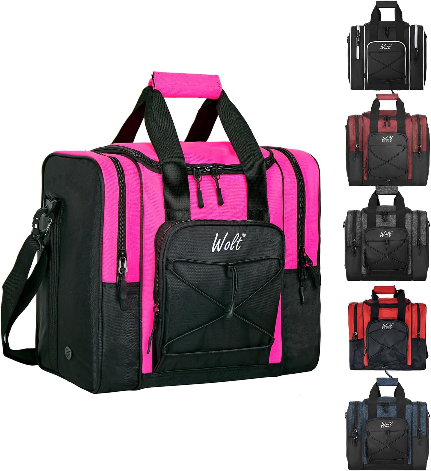 Bowling Ball Bag for Single Ball - Bowling Ball Tote Bag with Padded Ball Holder, 2 Pockets fit Bowling Shoes Up to Mens Size 14 and Accessories