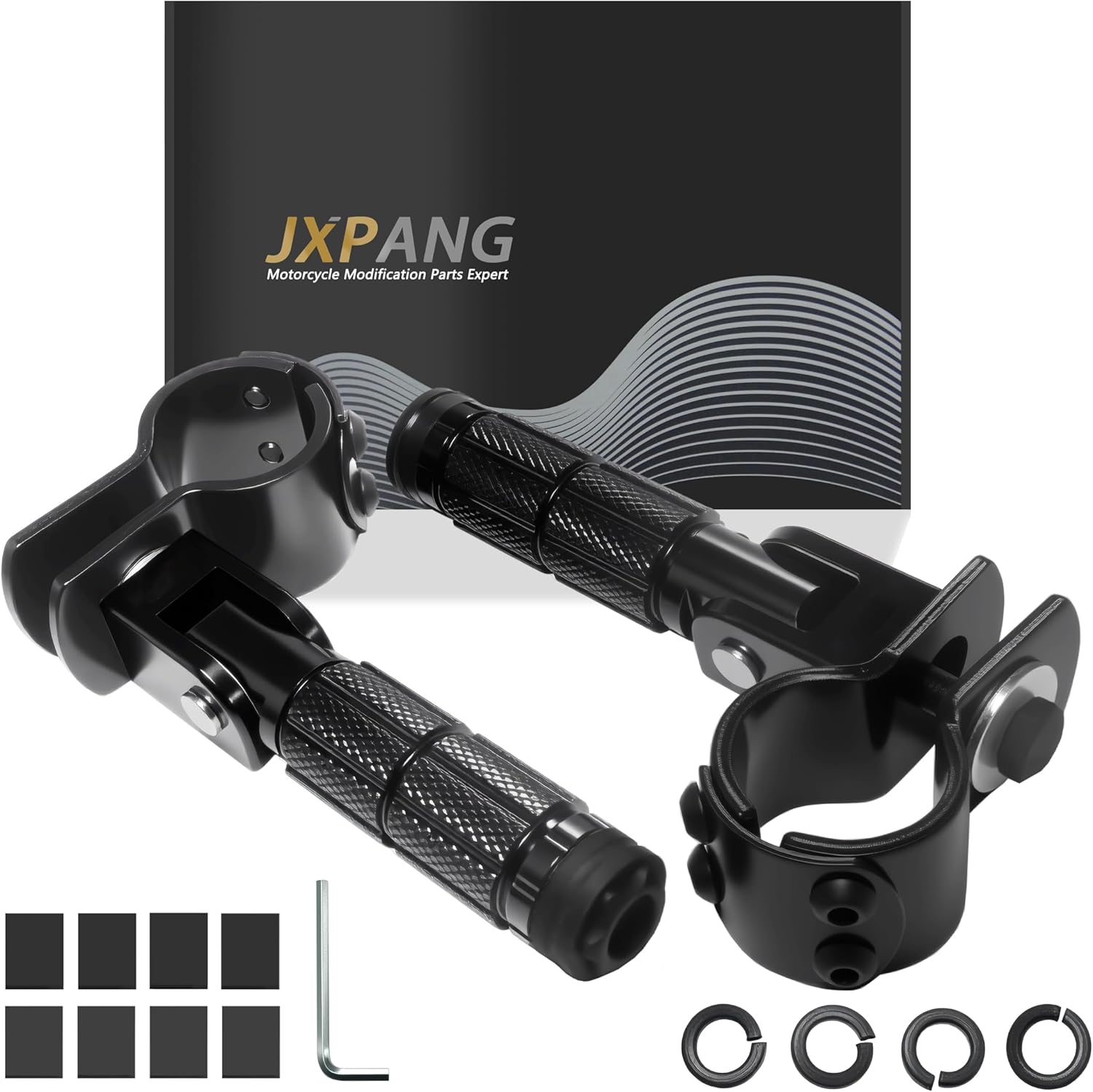 M8 Motorcycle Folding Rearsets Foldable Motorbike Footrest Bicycle Footpegs Foot Pegs Pedal, Passenger Pedal Universal For Electric Car Motorbike Mini Bike Dirt Pit (Black, Type A)