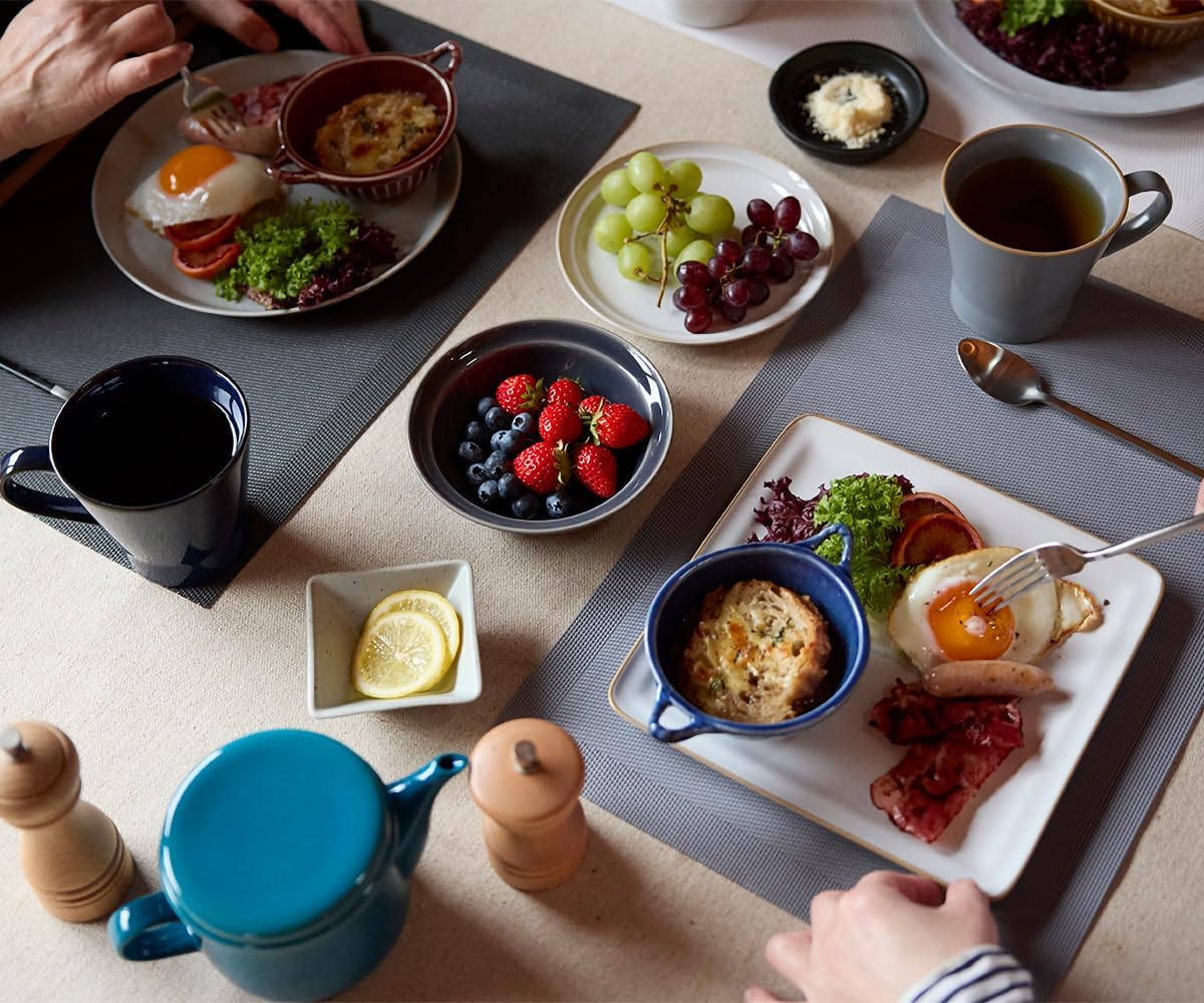 TAMAKI T-974704 Oval Gratin Plate, Navy Gratin Dish, Width 7.7 x Depth 4.1 x Height 2.0 inches (19.5 x 10.5 x 5 cm), 400 ml, 310 g, Oven Safe, Microwave Safe, Household Dishwasher Safe