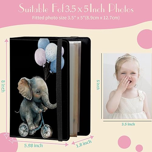 Miniatura 9 de Álbum de fotos de 3.5 x 5 pulgadas, capacidad para 80 fotos, cubierta de piel sintética, álbum de fotos con banda elástica fuerte, álbum de fotos