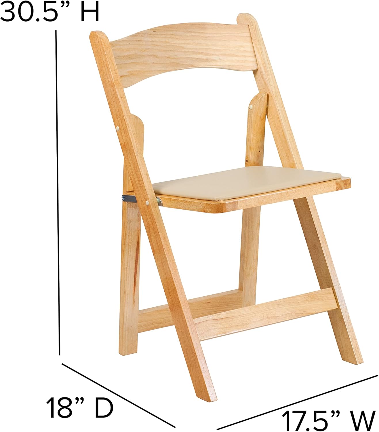 EMMA + OLIVER 2 Pack Natural Wood Folding Chair with Vinyl Padded Seat