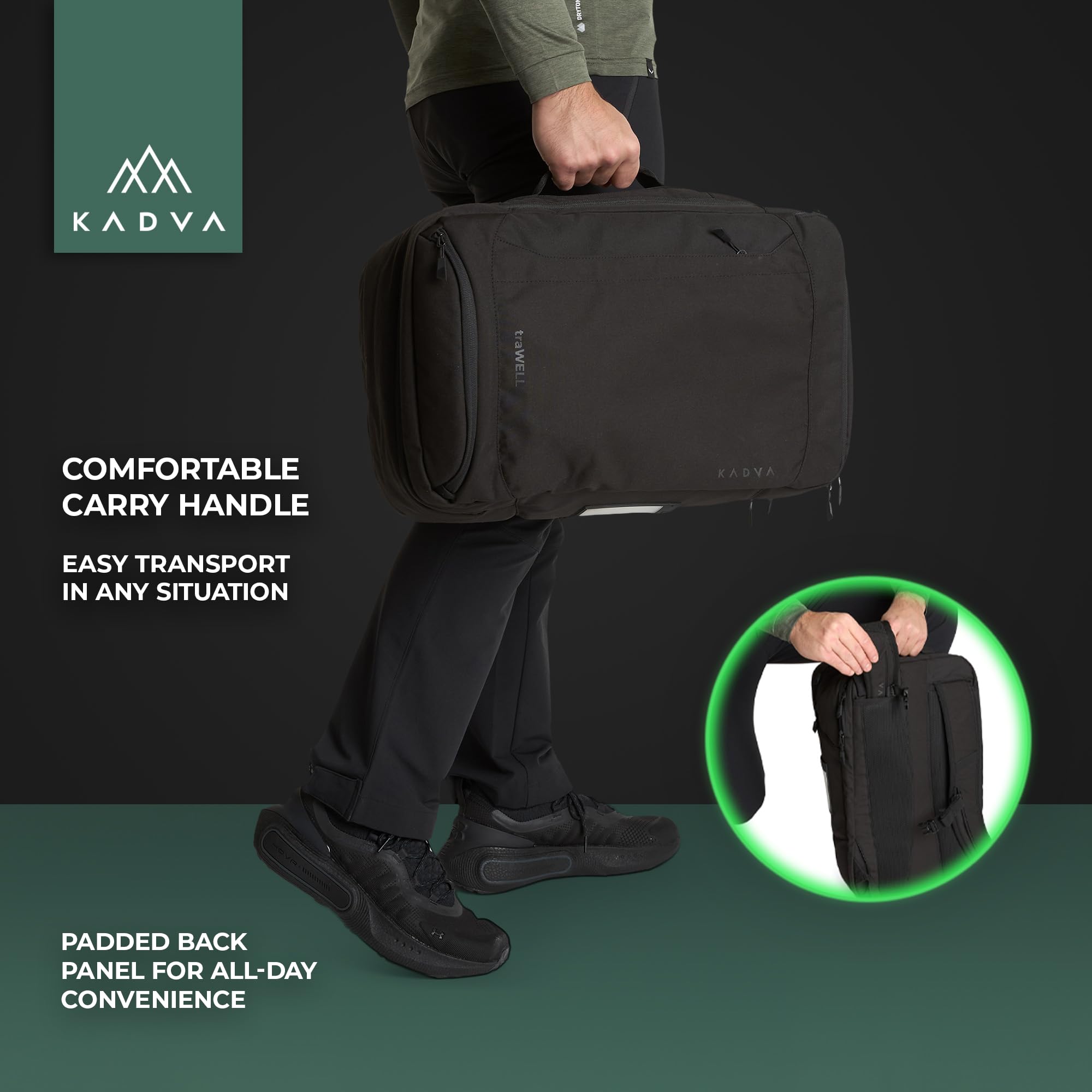 KADVA Plecak Turystyczny TraWELL 28 L Czarny