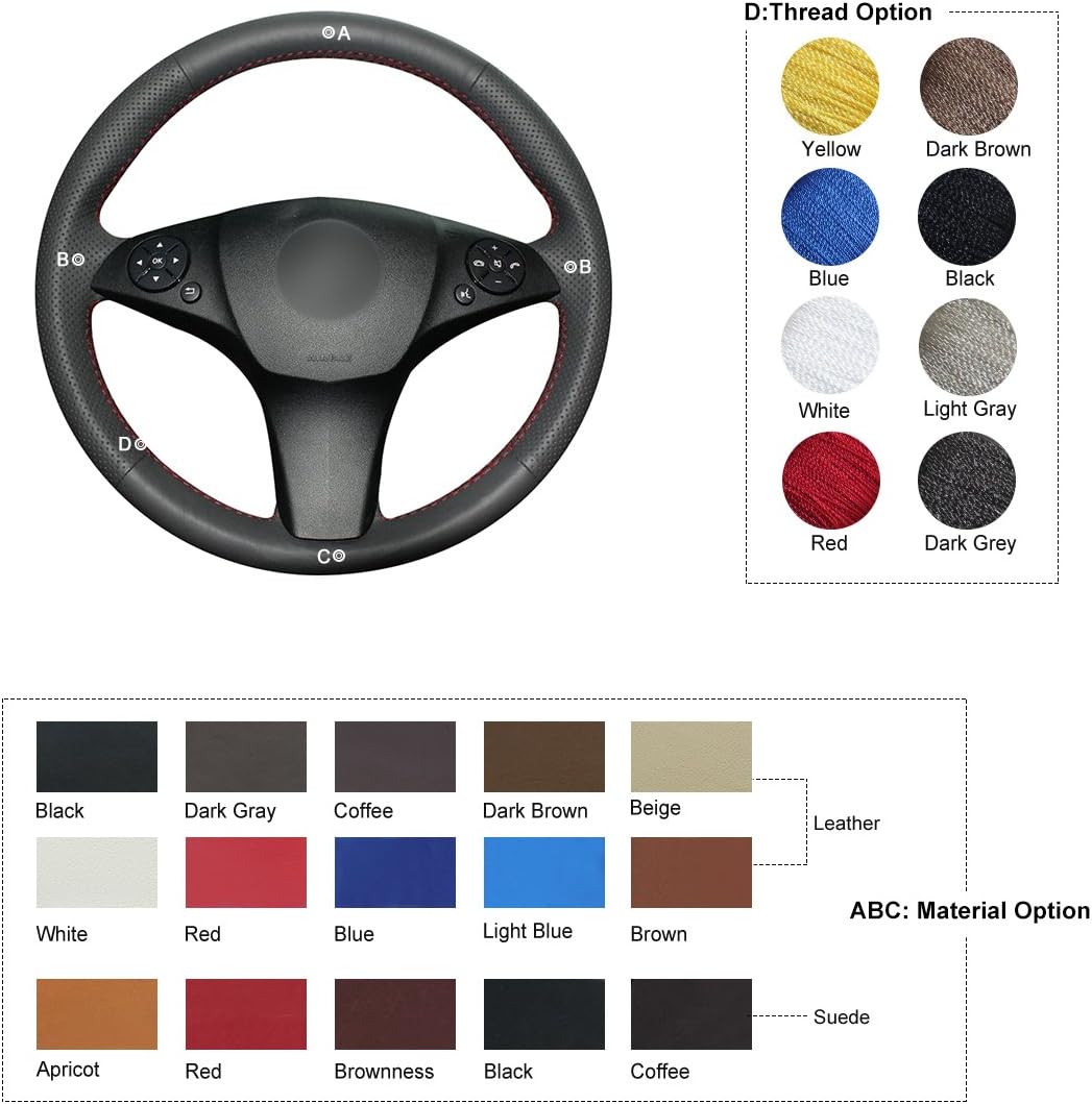 MEWANT Car Steering Wheel Cover for Mercedes Benz C-Class W204 2008-2011 / GLK X204 2010-2012