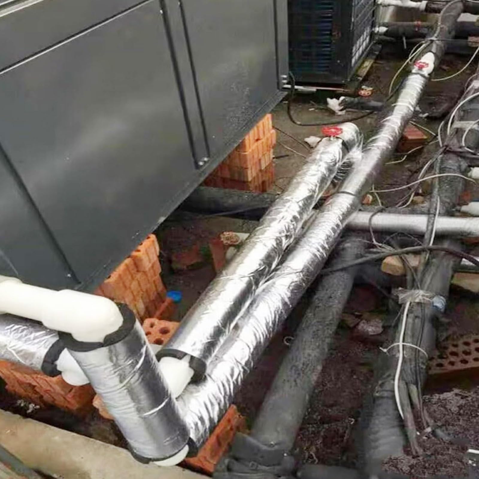 Tuberías de Aislamiento Aire Acondicionado Anticongelante Tubo Aislamiento Autoadhesivo Semiabierta Espuma Tubería Tubo Aislamiento Termico para Industria y Construcción Fácil De Instalar ID 22-120mm(