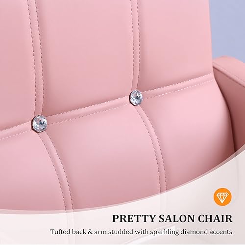 Miniatura 4 de OmySalon Silla de peluquería hidráulica para el hogar peluquería rosa silla trenzada para estilista de pelo resistente peluquería equipo de spa de