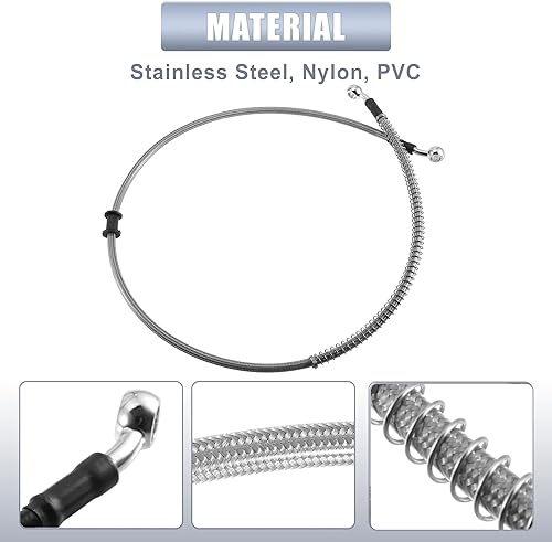 Miniatura 6 de X AUTOHAUX 39.4 in AN3 M10 Línea de freno hidráulico para coche, manguera de aceite, 28  28  acero inoxidable para coche, motocicleta, motocross,