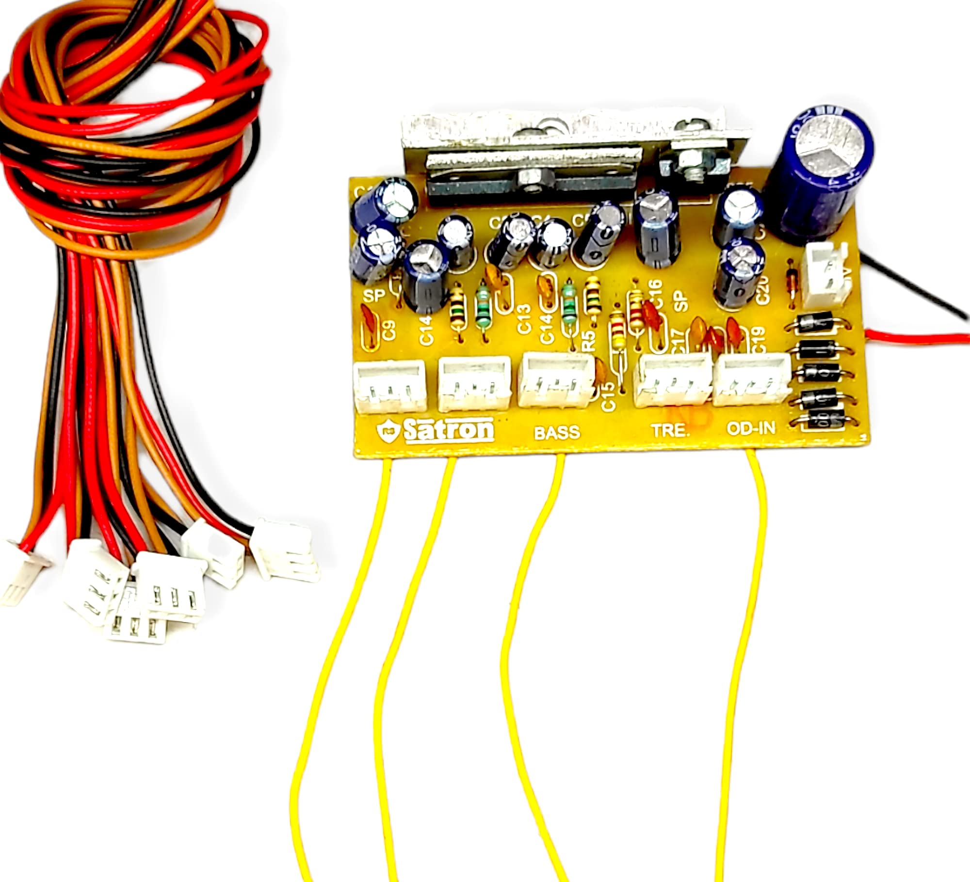 UNIVERSAL HUB� 6283 Amplifier Board 12v Dc Dual Channel with Bass, Treble Amplifier Board Audio Circuit Board with Inbuilt 7805 Regulator IC and Connecting Wires