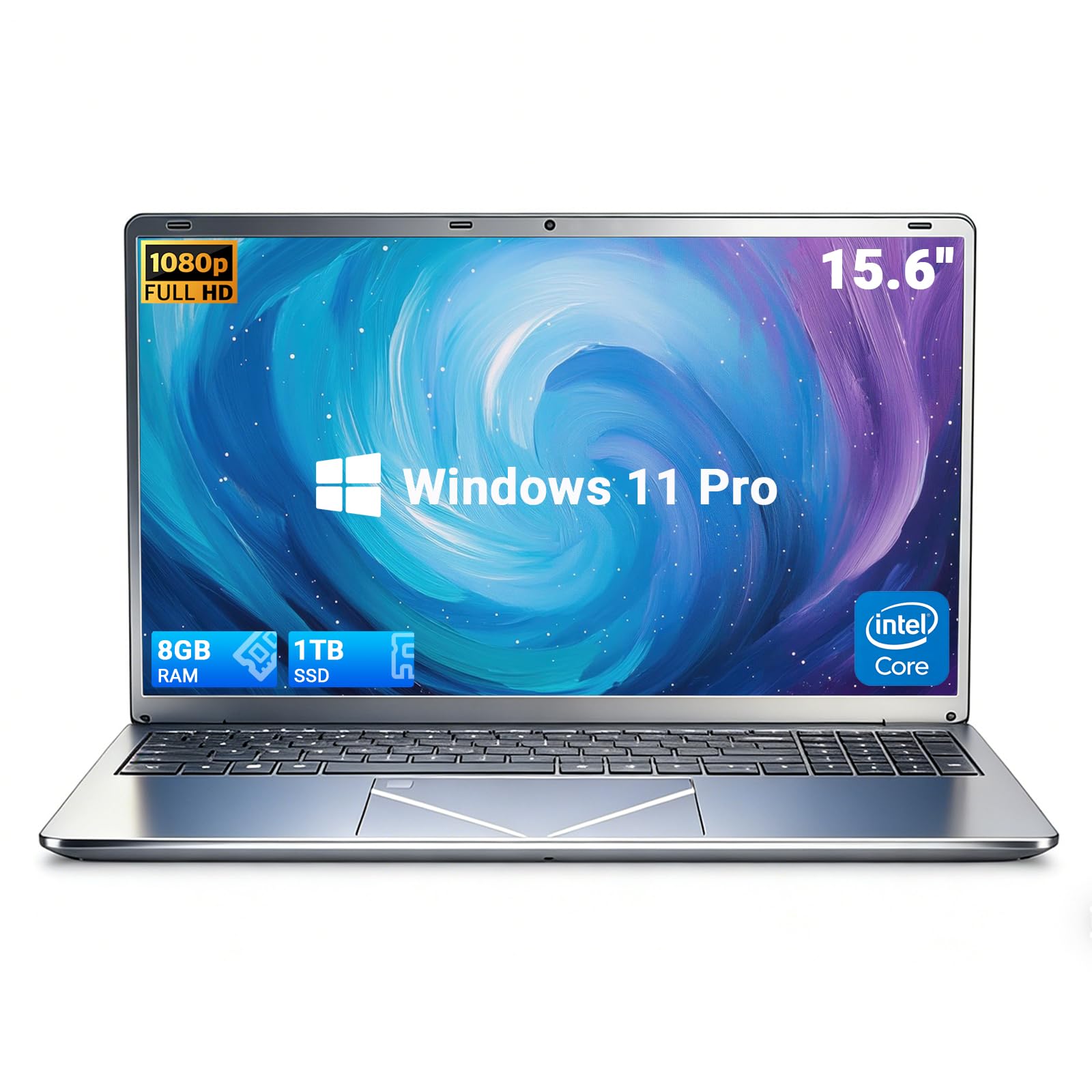 Laptop Core i3 de 15.6 pulgadas, computadora portátil de negocios Win 11, 8 GB de RAM, 256 GB SSD, USB 3.0 dual, teclado retroiluminado y huellas dactilares — view 9