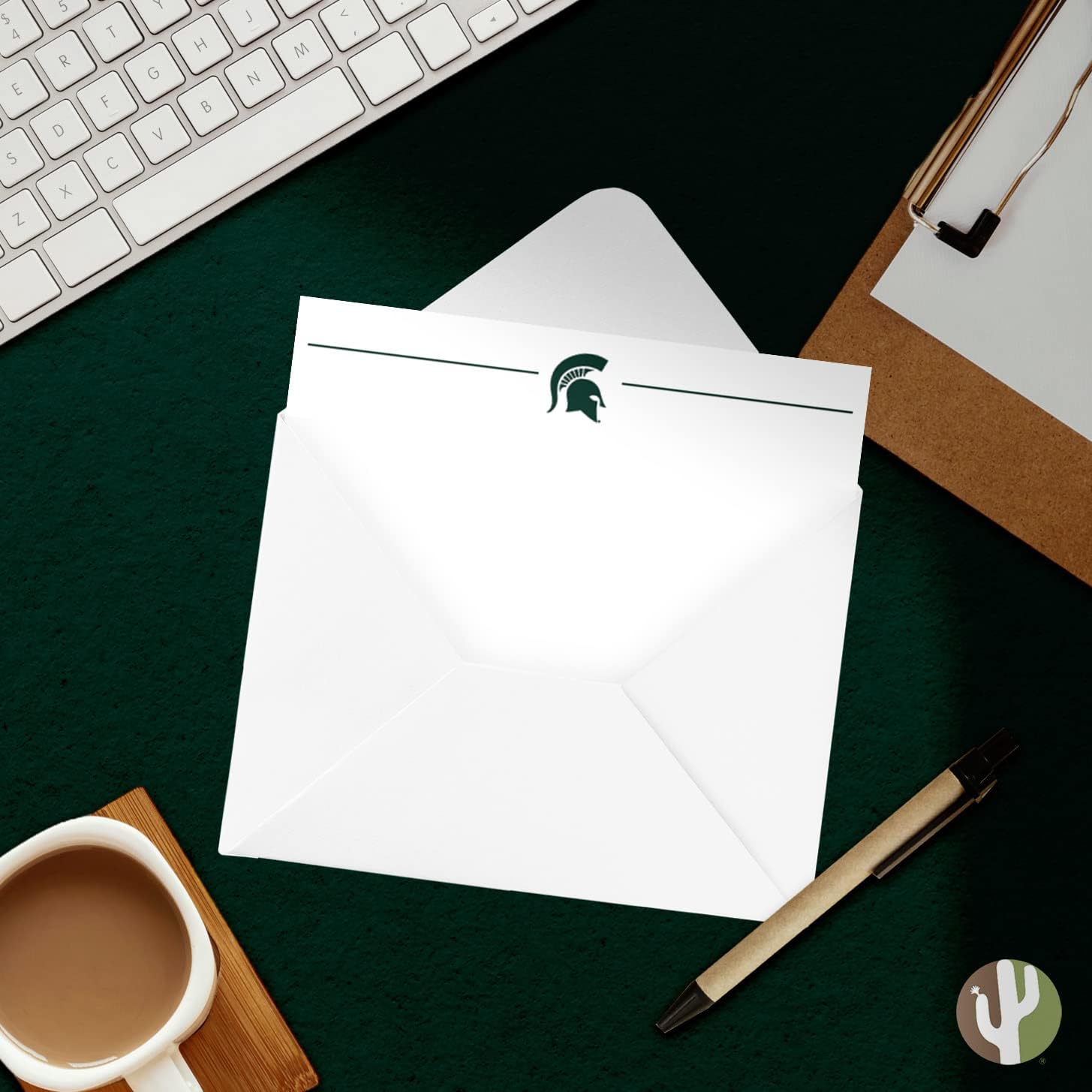 Desert Cactus Michigan State University 10 Pack Notecards Stationery Cardstock Spartans MSU Includes Envelopes Memo Party Thank You (Notecard 1a)