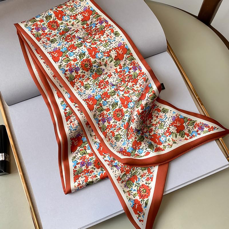 Image of Head Hair Scarf for Women,Silky Long Headscarf Purse Bag Scarfs for Handbag Fashion Satin Neck Scarves Accessories