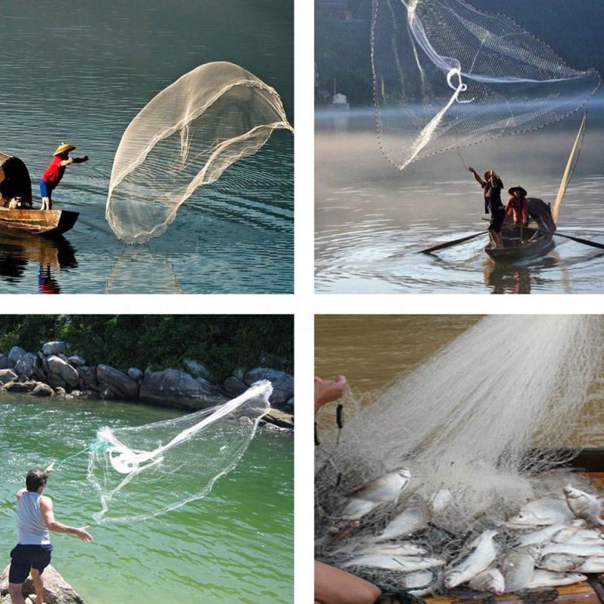 Red de Tiro Manual Grande para Pesca, Red Tradicional | Plástico, Acero Inoxidable y Cuerda, Fácil de Limpiar, Alta Fiabilidad, se Guarda y Transporta Comodidad
