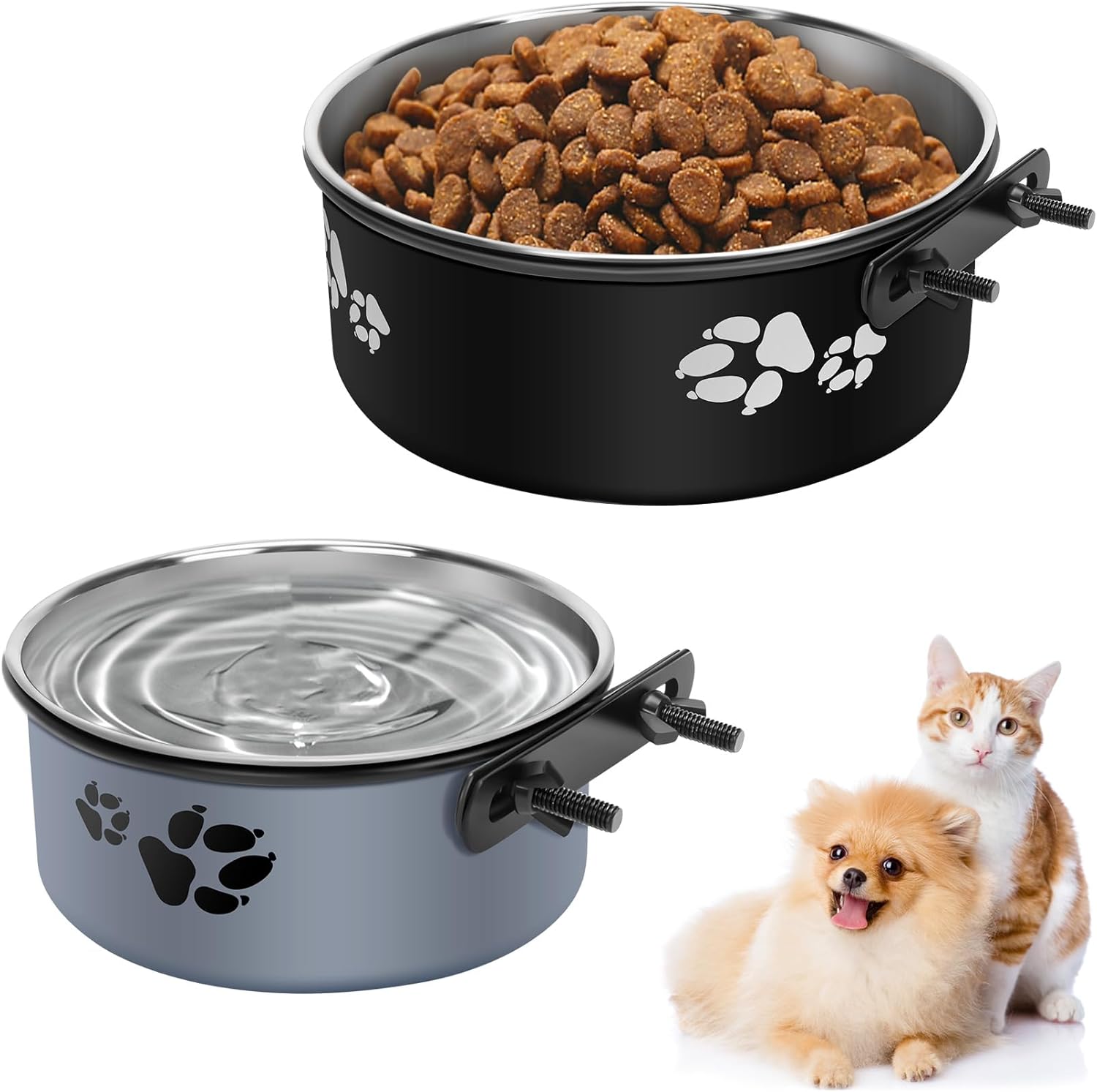 Pet Supplies Kennel Water Bowl, 2PCS Dog Grate Water Bowl with Clamp