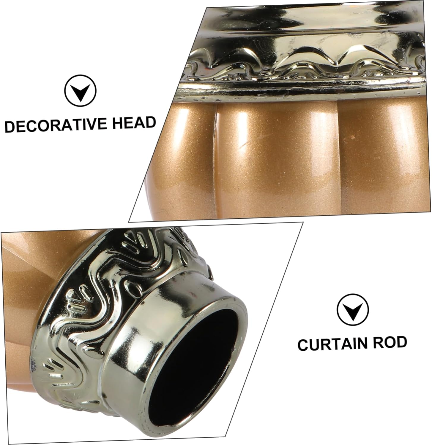 curtain rod end caps, 2 Pcs Cap Finials for Curtain Poles Office Decoration Drapery Rod End Caps Decorative Curtain Rod End Decor for Home Curtain Pole Finials Roman Pole White(Golden,9.50X7.00X7.00CM