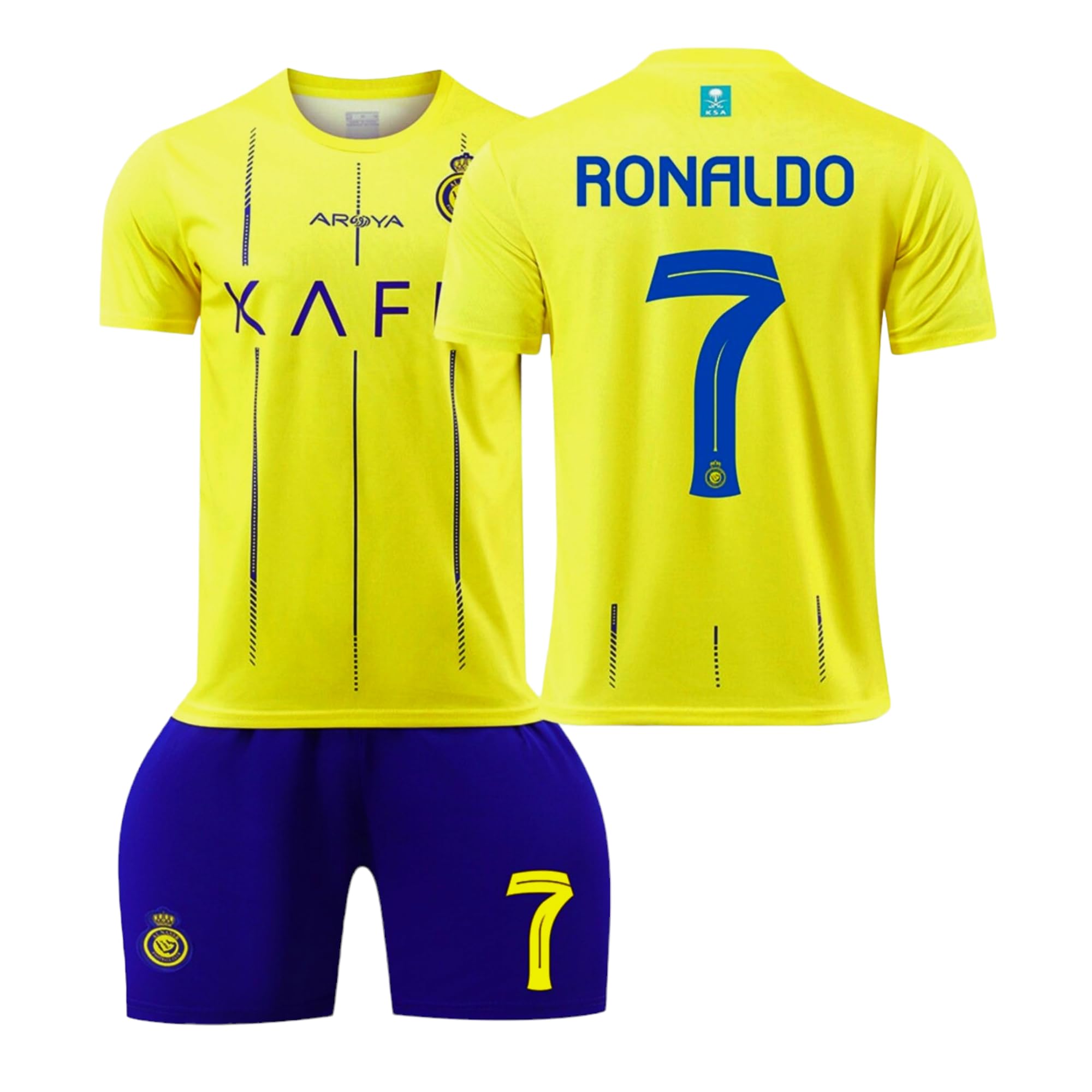 SF SPORTSSF Al-Nasr Home Football Jersey New Season 23/24 Al-Nasar Riyadh home jersey Ronaldo #7 soccer football Jersey with short, Ronaldo kit, Ronaldo kids jersey, Ronaldo jersey Kids Youth and Adult Size.