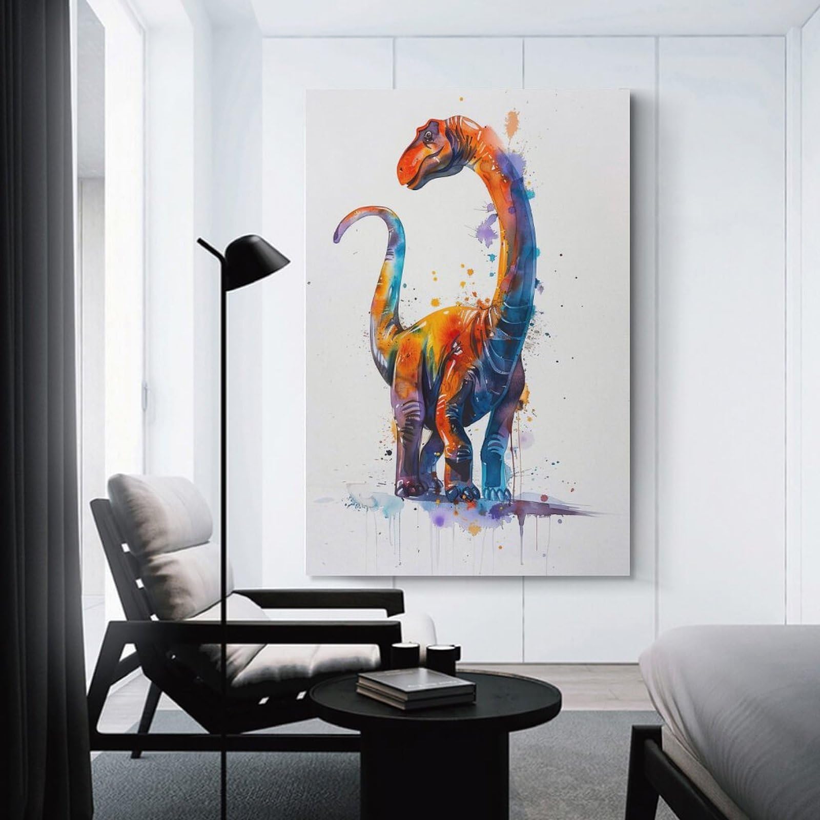 Junmoney Apatosaurus Watercolor Room Decor Wall Art, 20x30inch(50x75cm), for Bedroom Walls, Guest Spaces Or Lounges, Stylish Decor for A Restful Room Update
