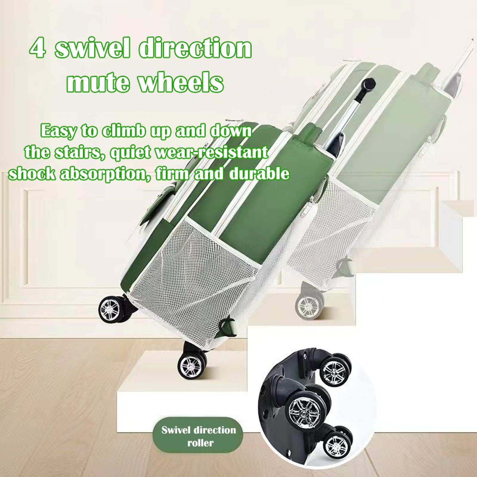 zaino con Rotelle Bambina Trolley Zainetto Asilo Scuola Elementare Primaria 18” a Media Elementare Carrello Ruote Valigia Cavalcabile per Bambini Rullo Girevole Verde