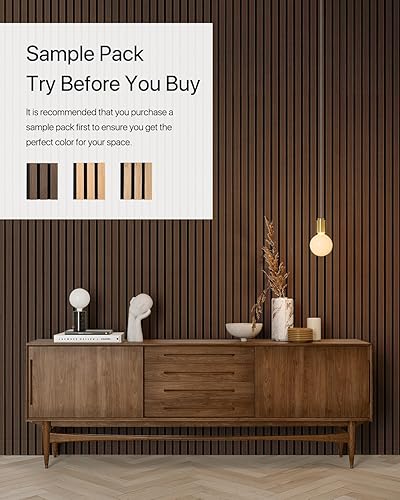 Miniatura 2 de Panel de pared de listones de madera, paneles de madera 3D para pared de 94.48 x 12.6 pulgadas, panel de chapa de madera para paredes y techos,