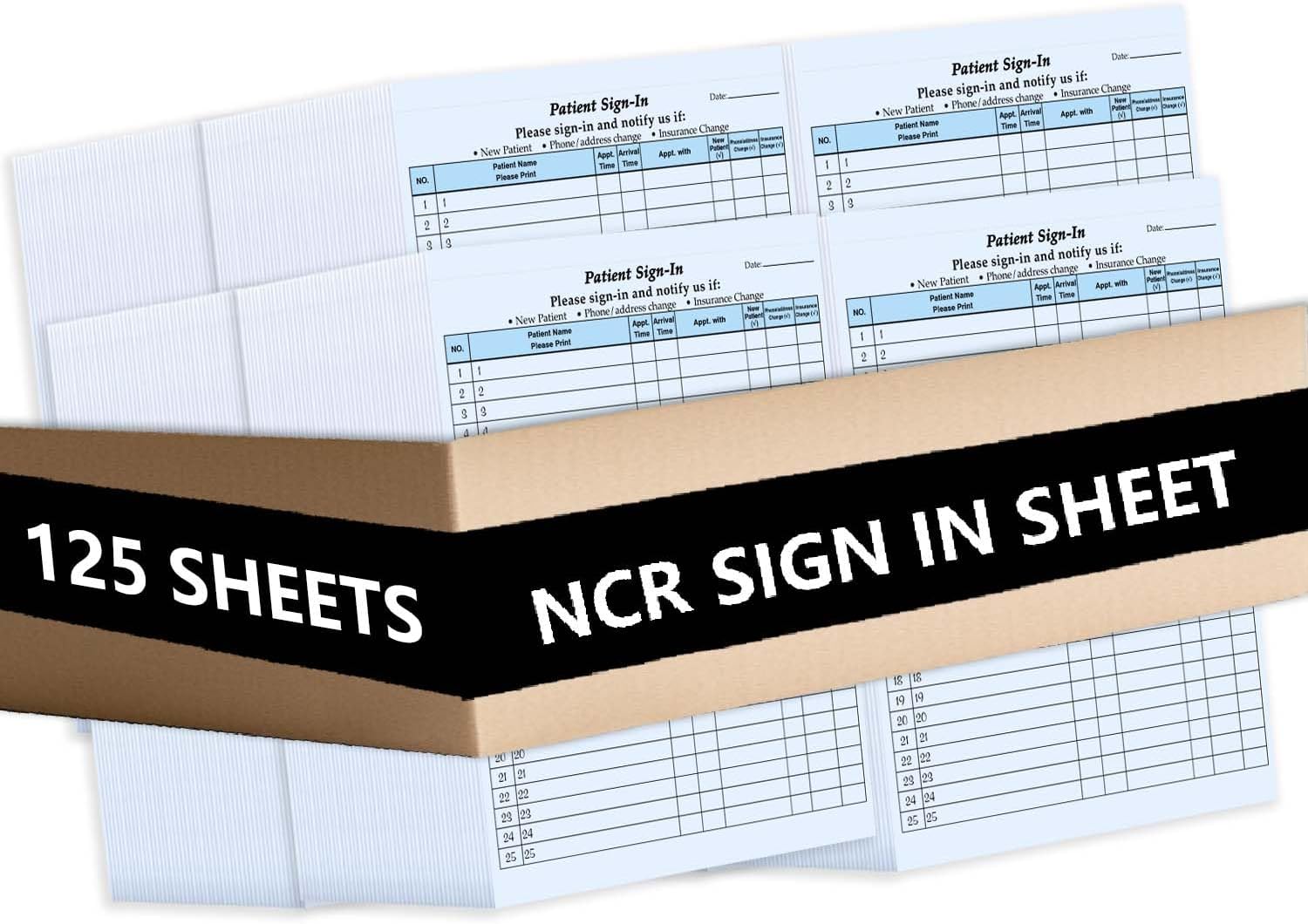 KIKIGO 125 Patient Sign in Sheets, HIPAA Compliant, Peel Off Adhesive Labels Carbonless 3 Part Forms for Privacy in Doctor Medical Dental Office