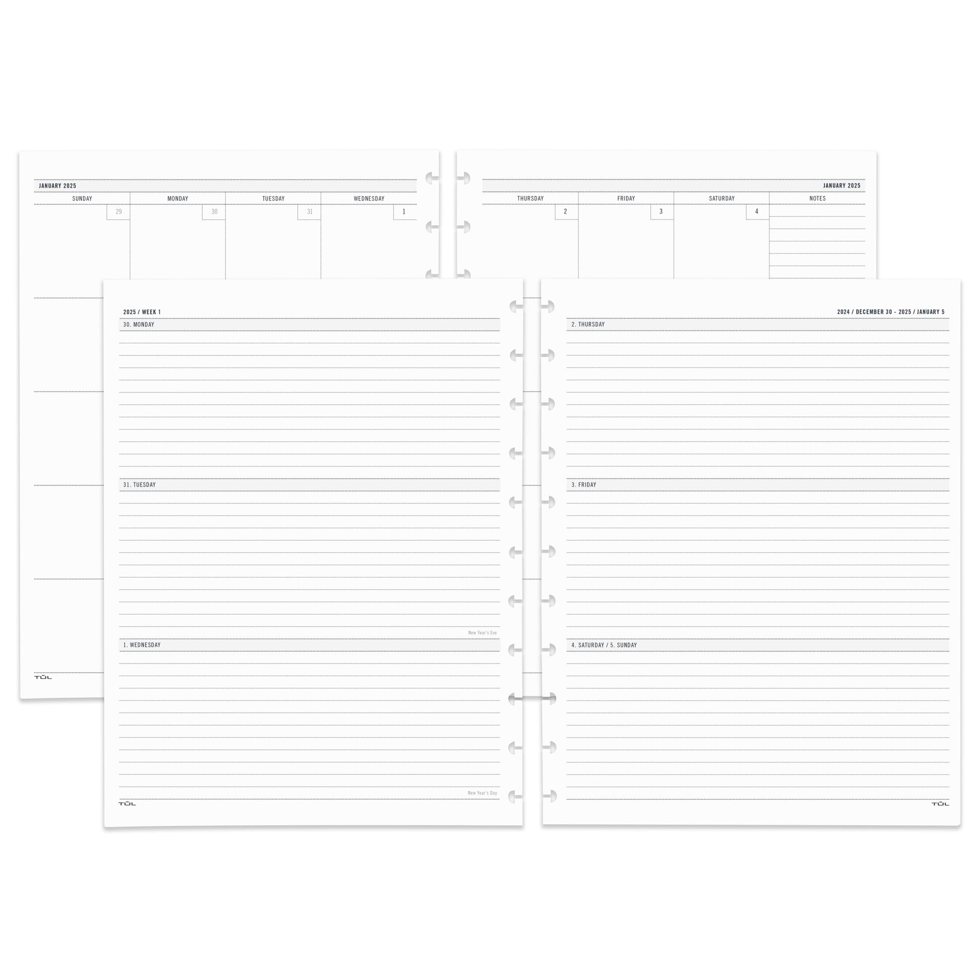 2025 TUL® Discbound Weekly/Monthly Planner Refill Pages, Letter Size, January To December