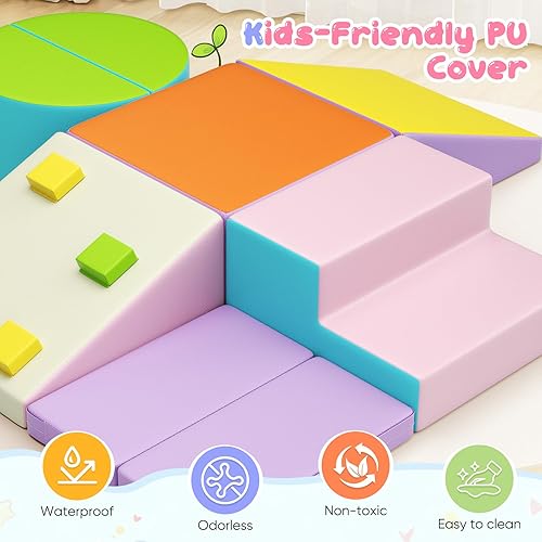 Miniatura 154 de Lischwert Bloques de escalada de espuma, juguetes de escalada suaves para niños pequeños, juego de espuma de 9 piezas para gatear y escalar con Verde