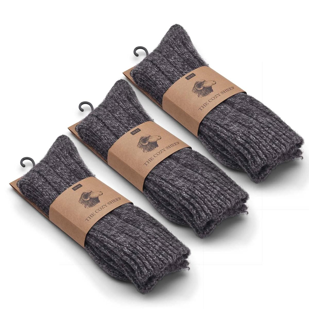 THE COZY SHEEP Wollsocken Herren und Damen | Bequeme Warme Strümpfe | Dicke Kuschelsocken für kalte Füße | Norweger Socken aus Wolle | Langlebige Schafwollsocken